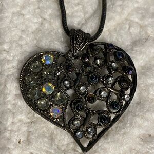 Avenue Black Heart Pendant Necklace